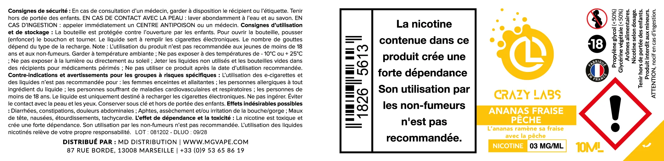Ananas Fraise Pêche - Crazy Labs AnanasFraisePeche_3MG_10ML.webp