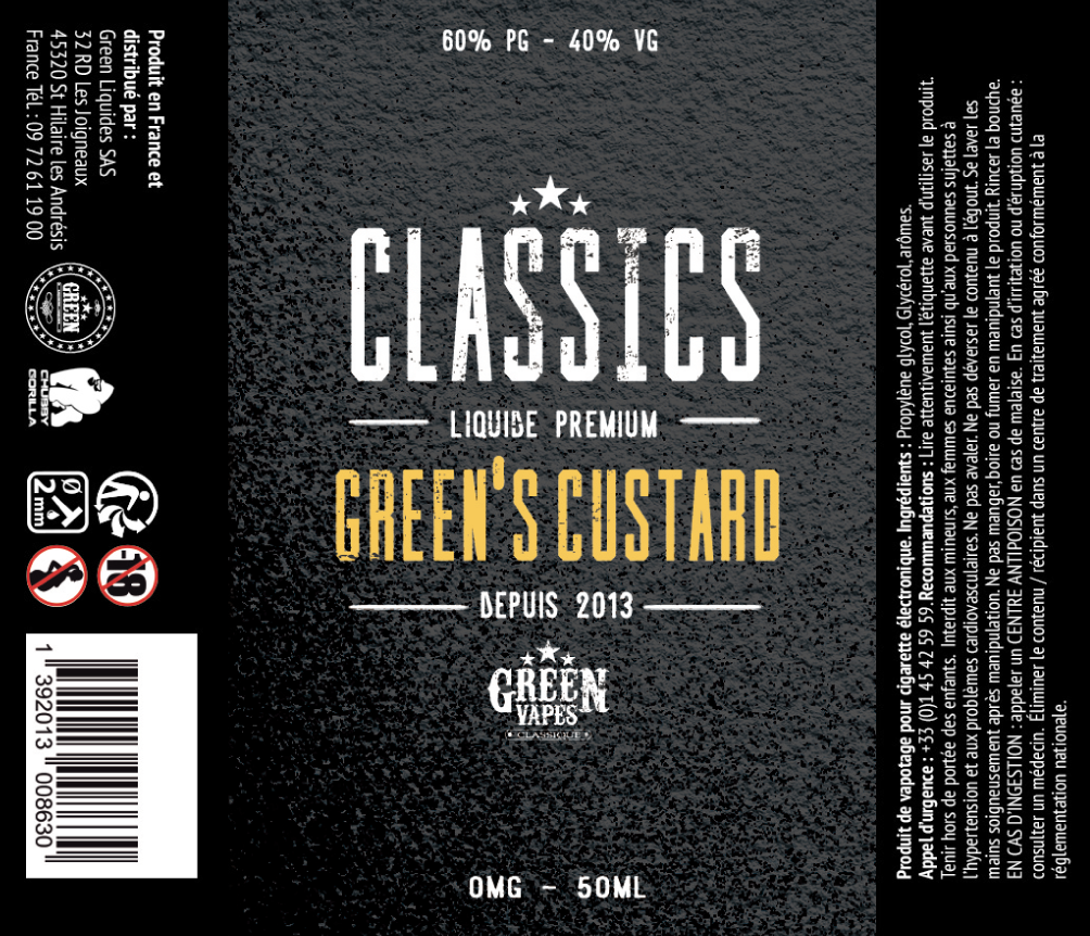 Green's Custard 50ml - Green Vapes Etiqtette-Green's-Custard-Classics-Green-Vapes.png