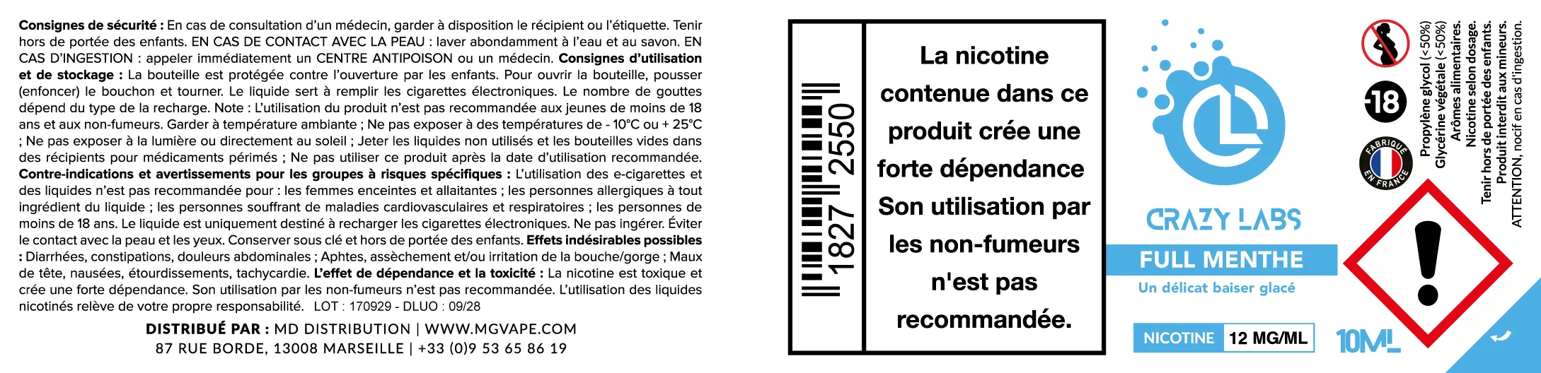 Full Menthe - Crazy Labs FullMenthe_12MG_10ML.webp