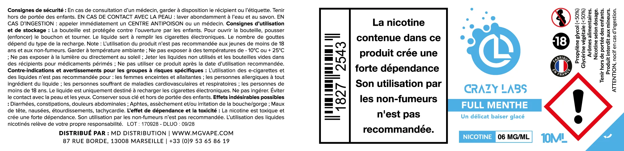 Full Menthe - Crazy Labs FullMenthe_6MG_10ML.webp