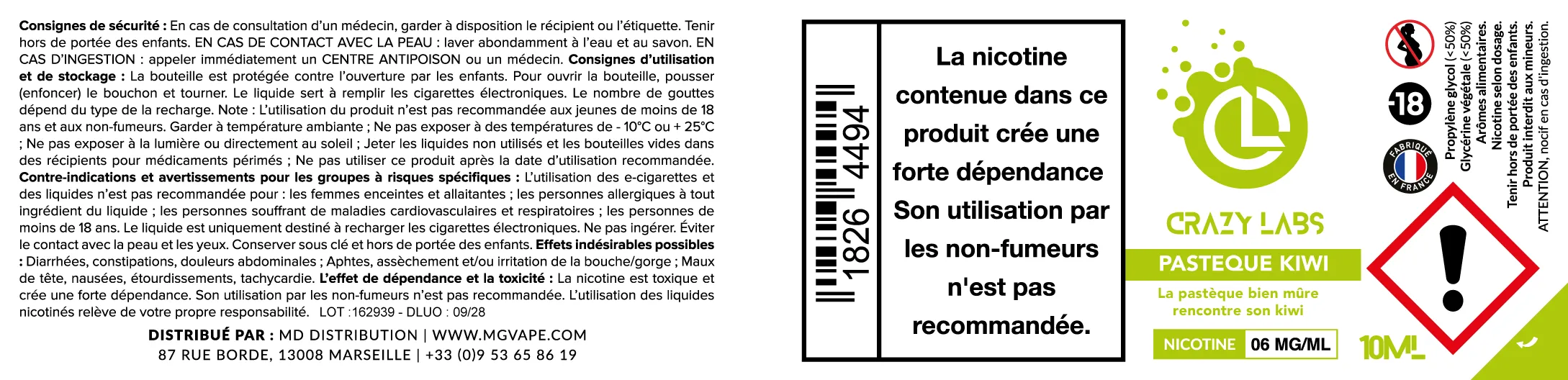 Pastèque Kiwi - Crazy Labs PastequeKiwi_6MG_10ML.webp